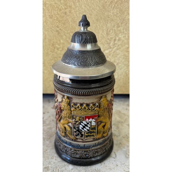 Vintage German Beer Stein Pewter Lid Zoller & Born Coat Of Arms 7" New NWT - Picture 6 of 8
